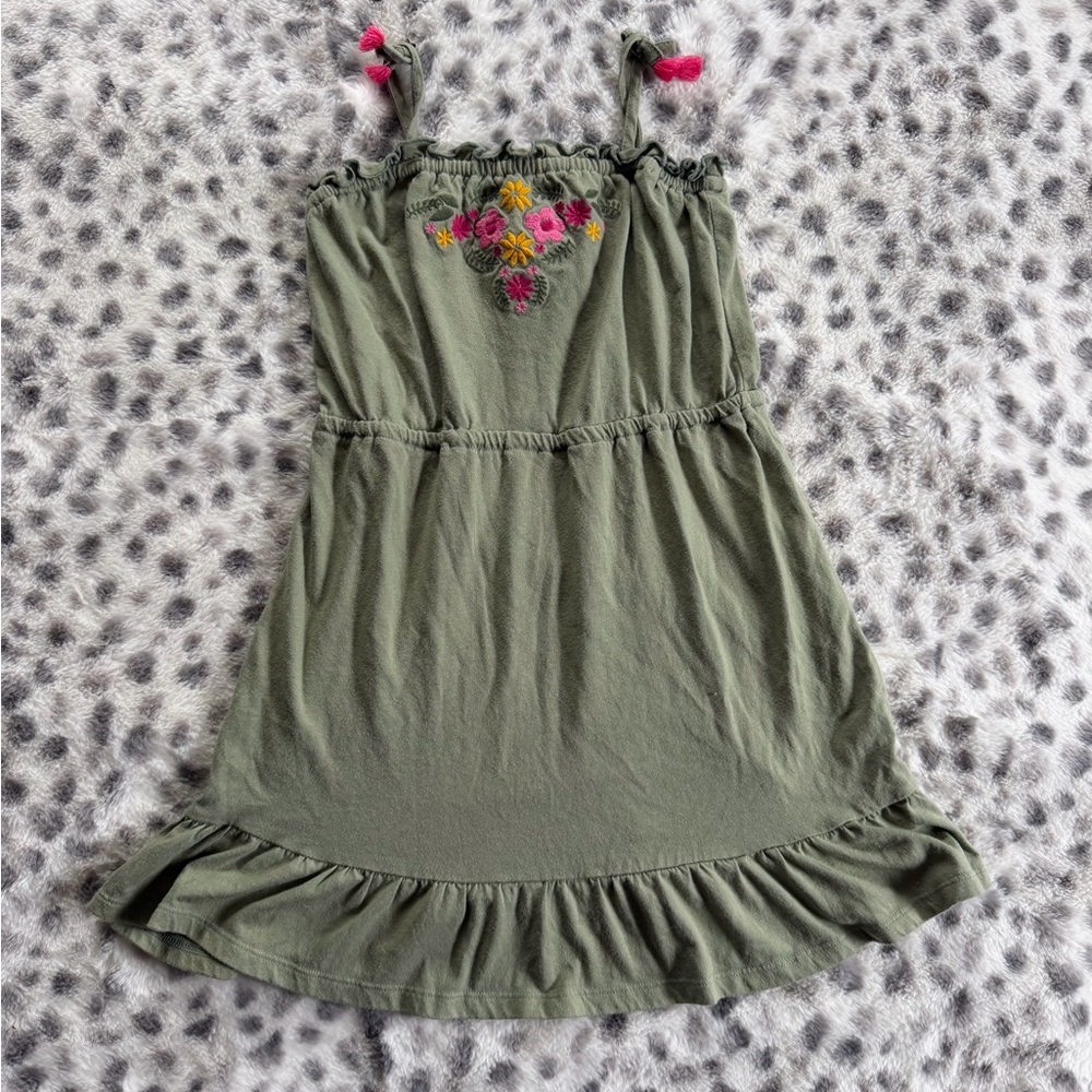 The Children's Place Olive Dress with Floral Embroidery - Girls Size 5T